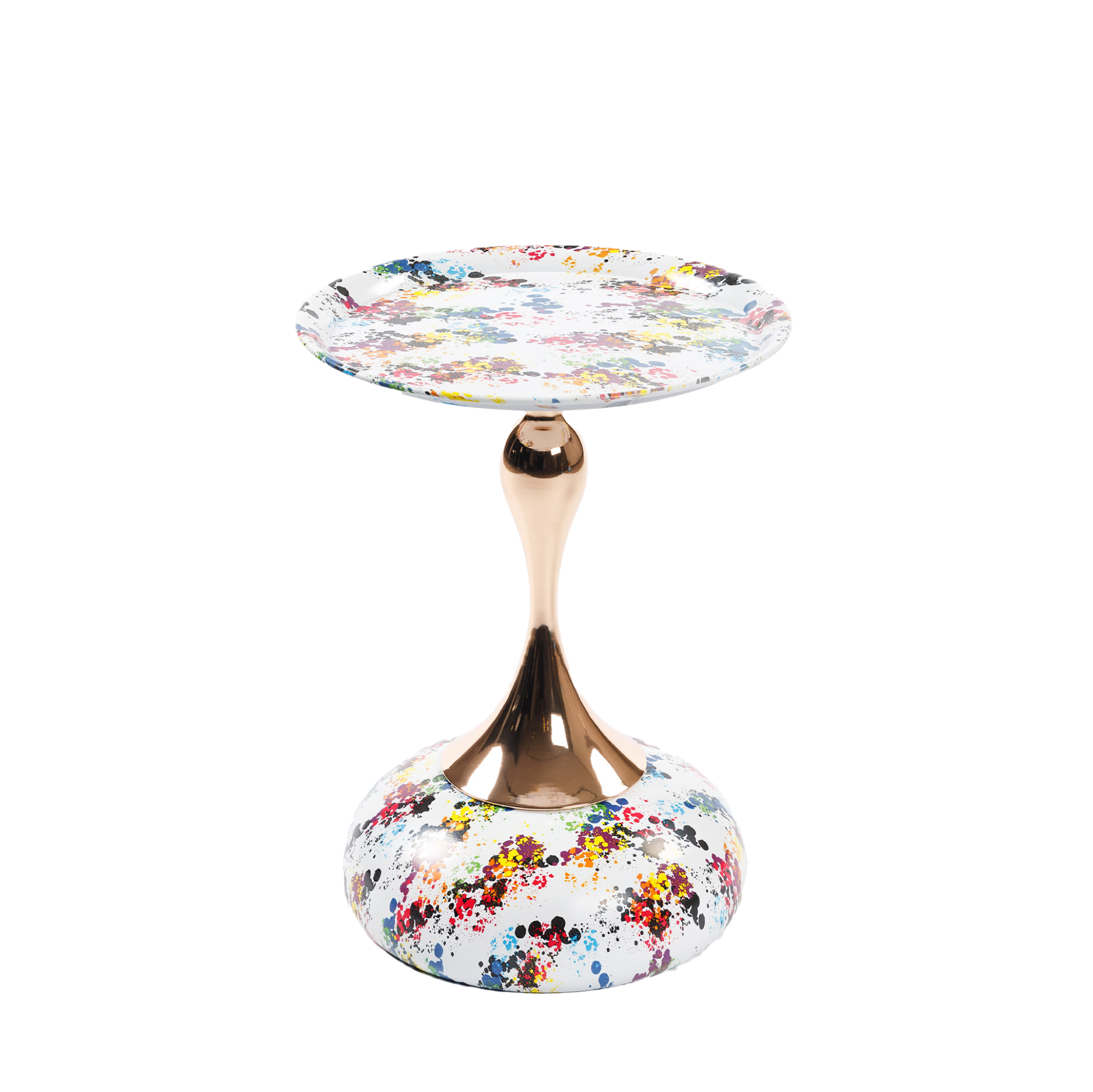 Mermaid Tail Round Metal End Table With Color Pattern