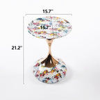Mermaid Tail Round Metal End Table With Color Pattern