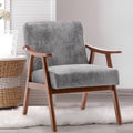 Mid-Century Modern Accent Chair, Fabric Armchair with Solid Wood Frame