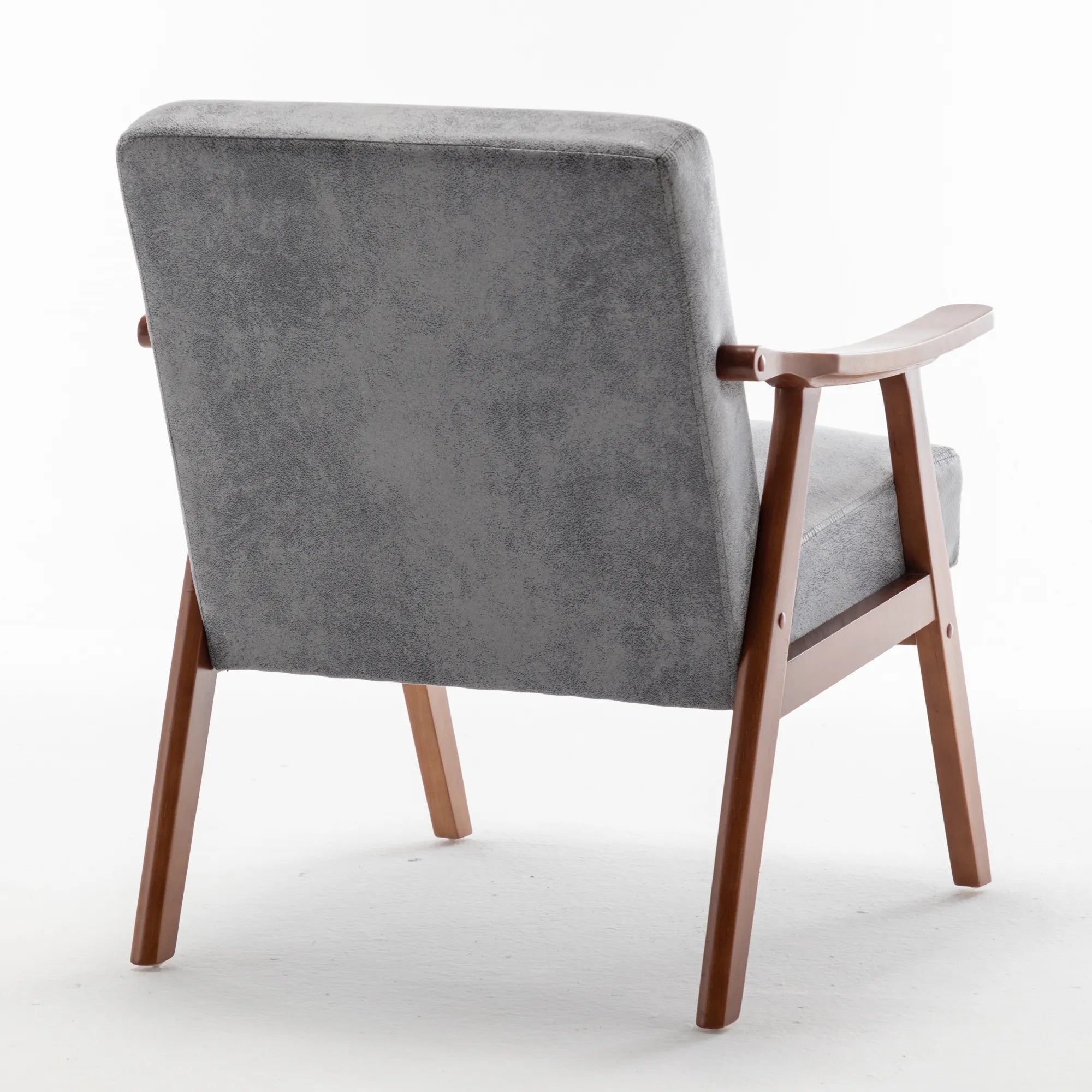 Mid-Century Modern Accent Chair, Fabric Armchair with Solid Wood Frame