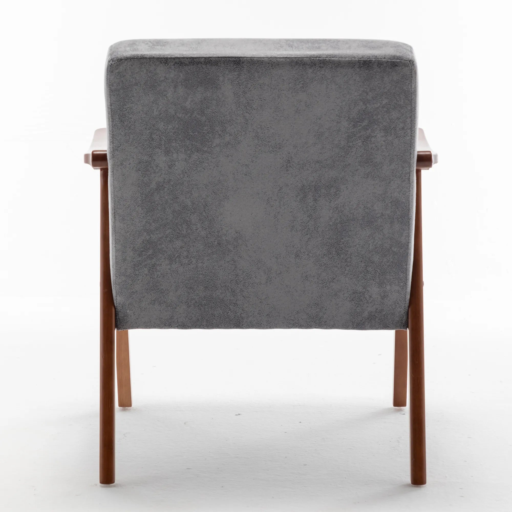 Mid-Century Modern Accent Chair, Fabric Armchair with Solid Wood Frame