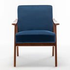 Mid-Century Modern Accent Chair, Velvet Armchair with Solid Wood Frame and Extra-Thick Backrest