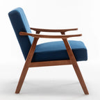 Mid-Century Modern Accent Chair, Velvet Armchair with Solid Wood Frame and Extra-Thick Backrest