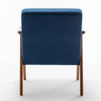 Mid-Century Modern Accent Chair, Velvet Armchair with Solid Wood Frame and Extra-Thick Backrest