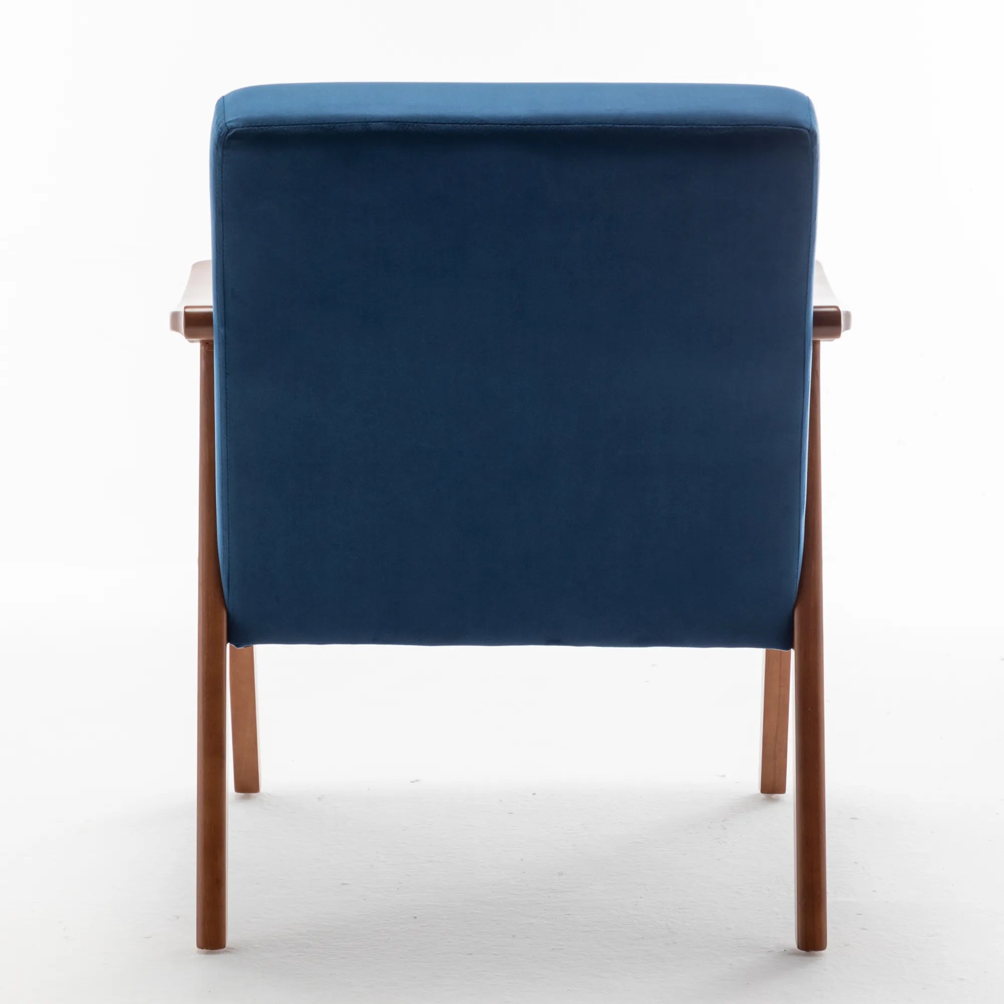Mid-Century Modern Accent Chair, Velvet Armchair with Solid Wood Frame and Extra-Thick Backrest