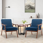 Mid-Century Modern Accent Chair, Velvet Armchair with Solid Wood Frame and Extra-Thick Backrest