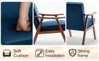 Mid-Century Modern Accent Chair, Velvet Armchair with Solid Wood Frame and Extra-Thick Backrest