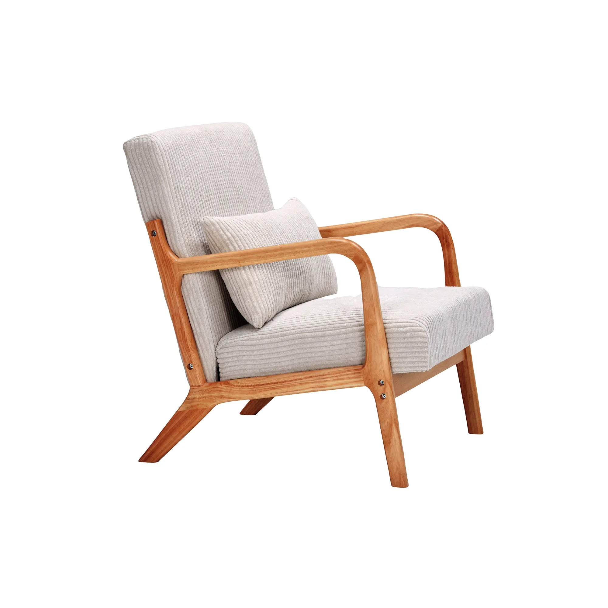 Mid-Century Modern Reading Accent Chair With Solid Wood Frame