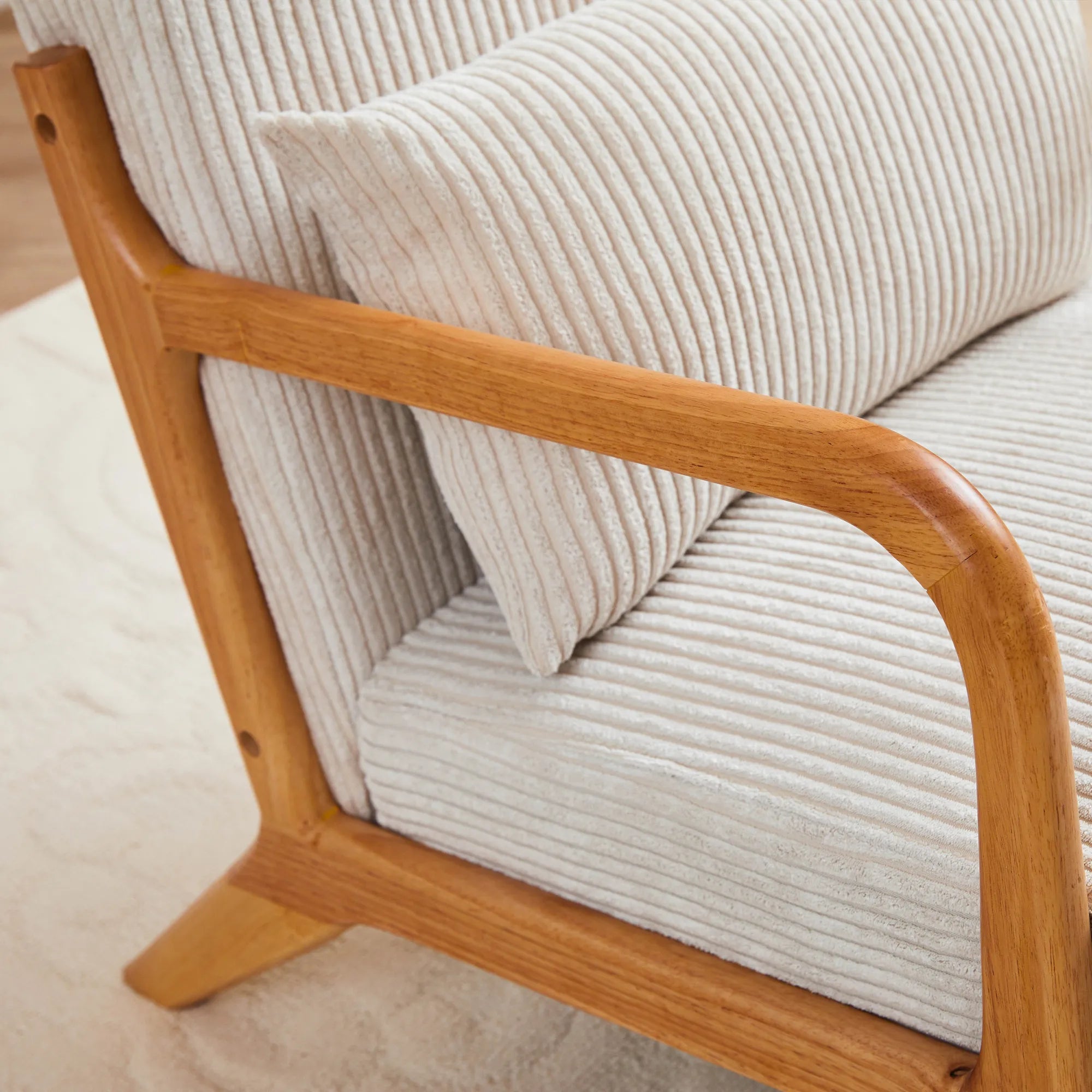 Mid-Century Modern Reading Accent Chair With Solid Wood Frame