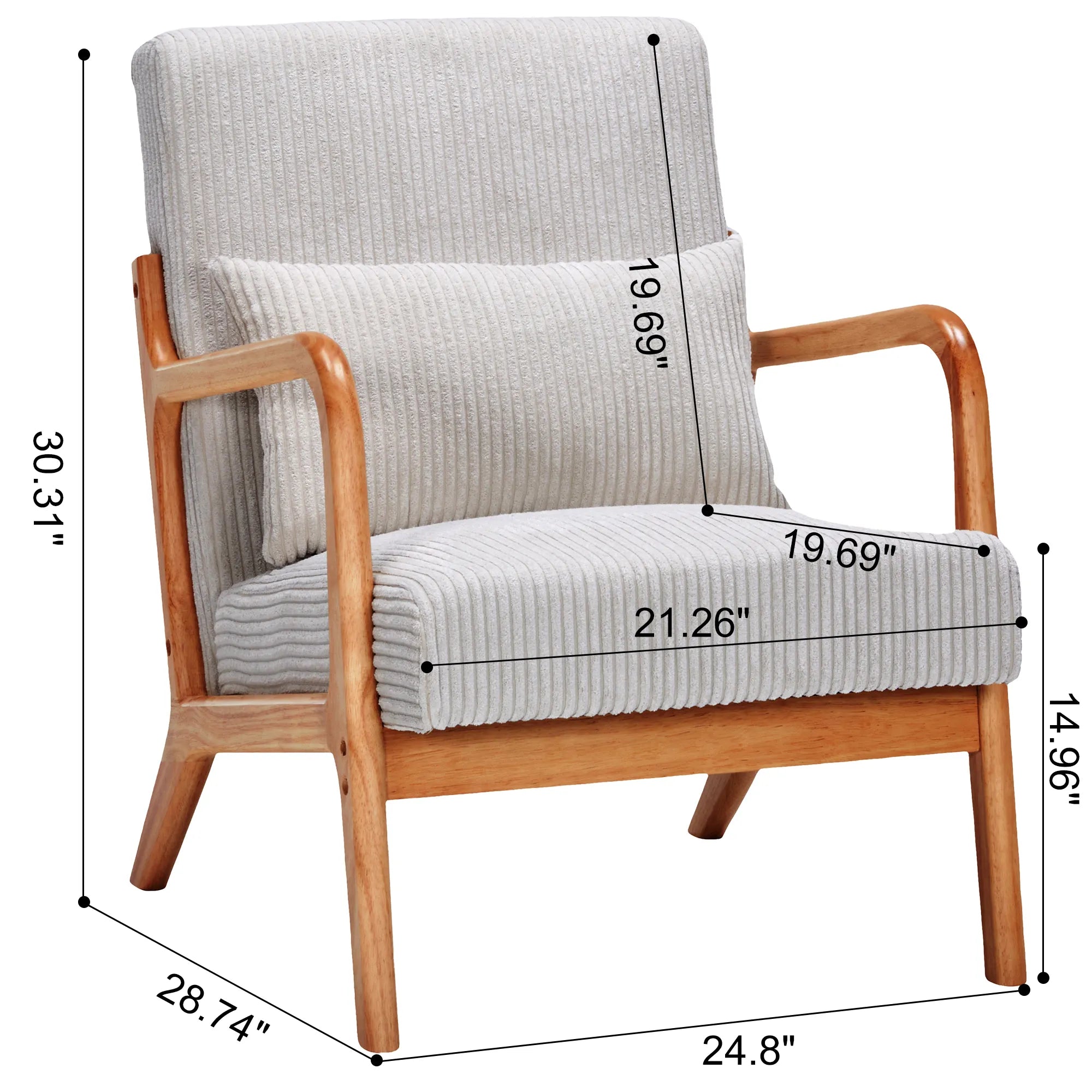 Mid-Century Modern Reading Accent Chair With Solid Wood Frame