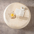 Mid-Century Modern Round Faux Stone Coffee Table