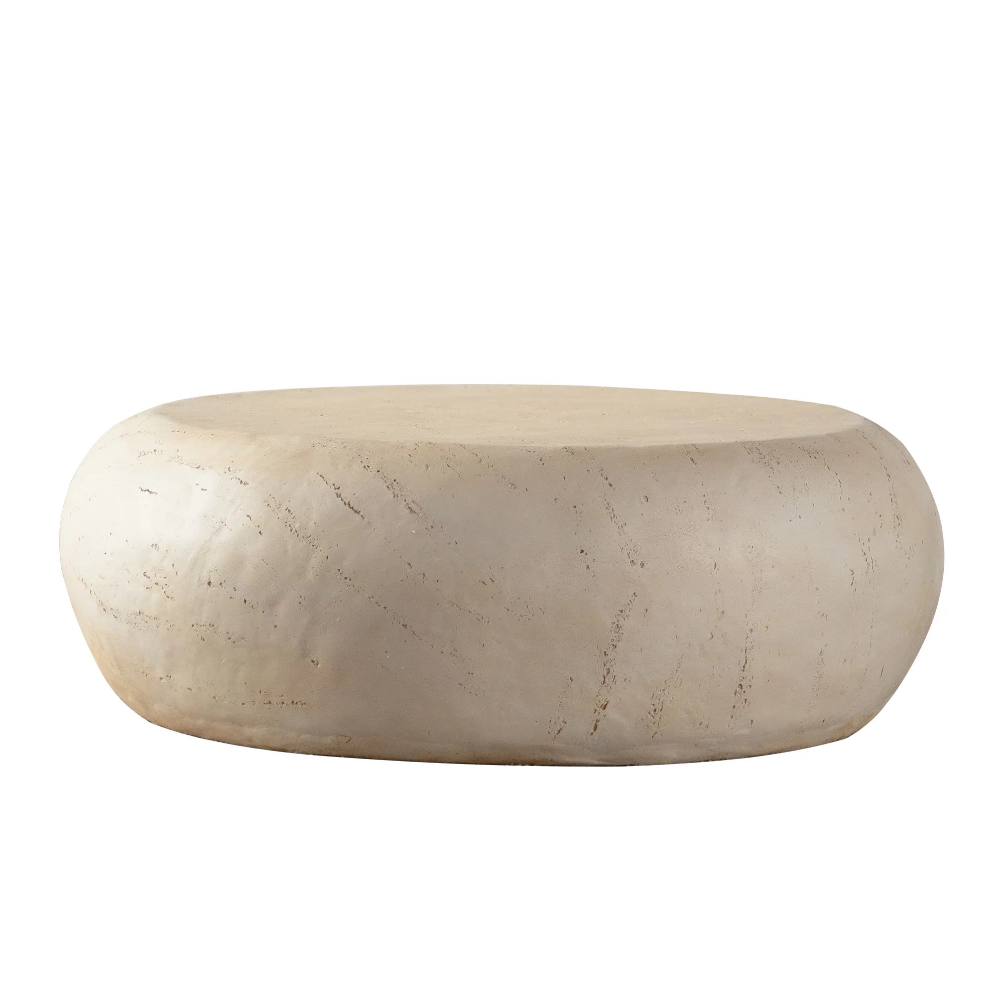 Mid-Century Modern Round Faux Stone Coffee Table