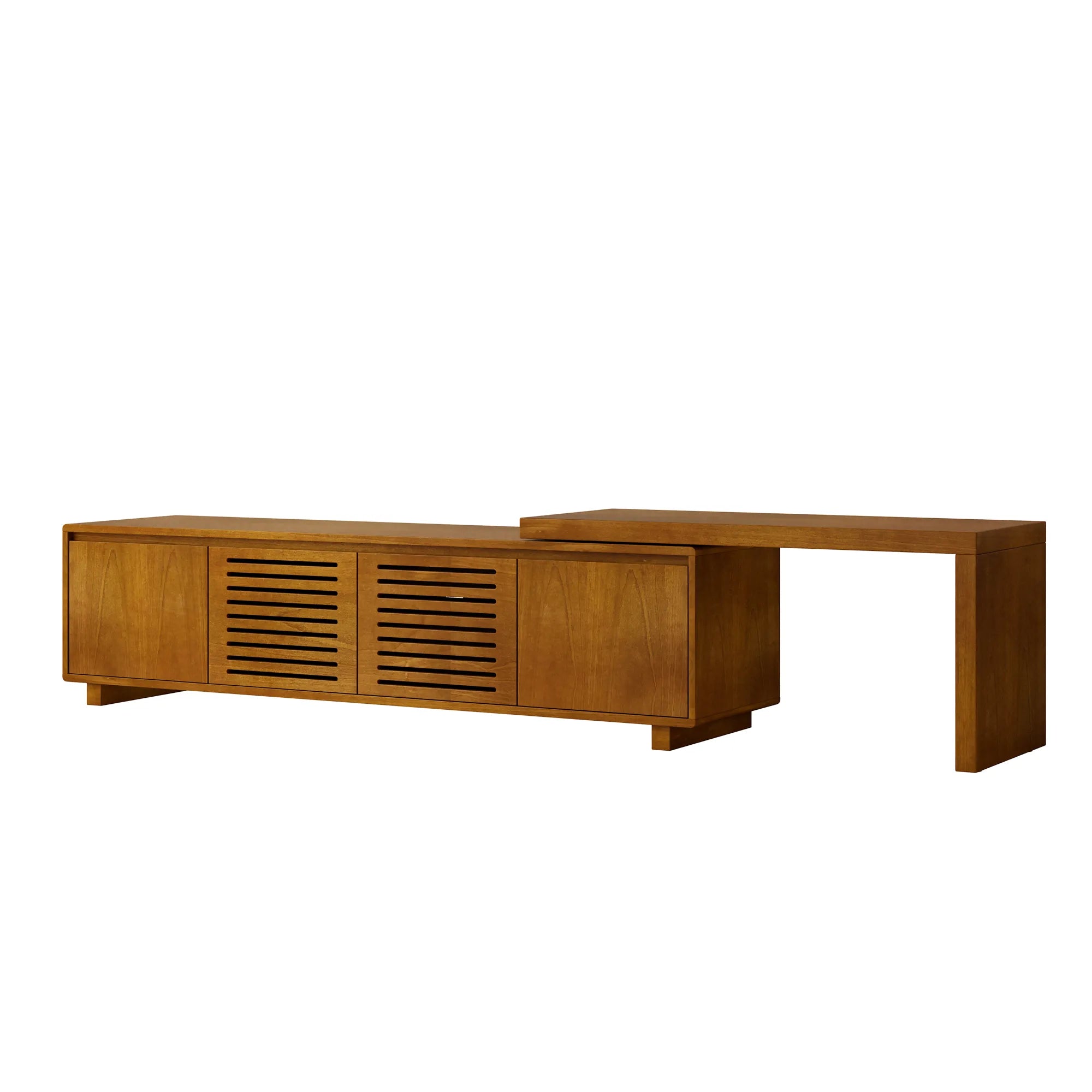 Mid-Century Modern TV Stand with Storage & Adjustable Panel