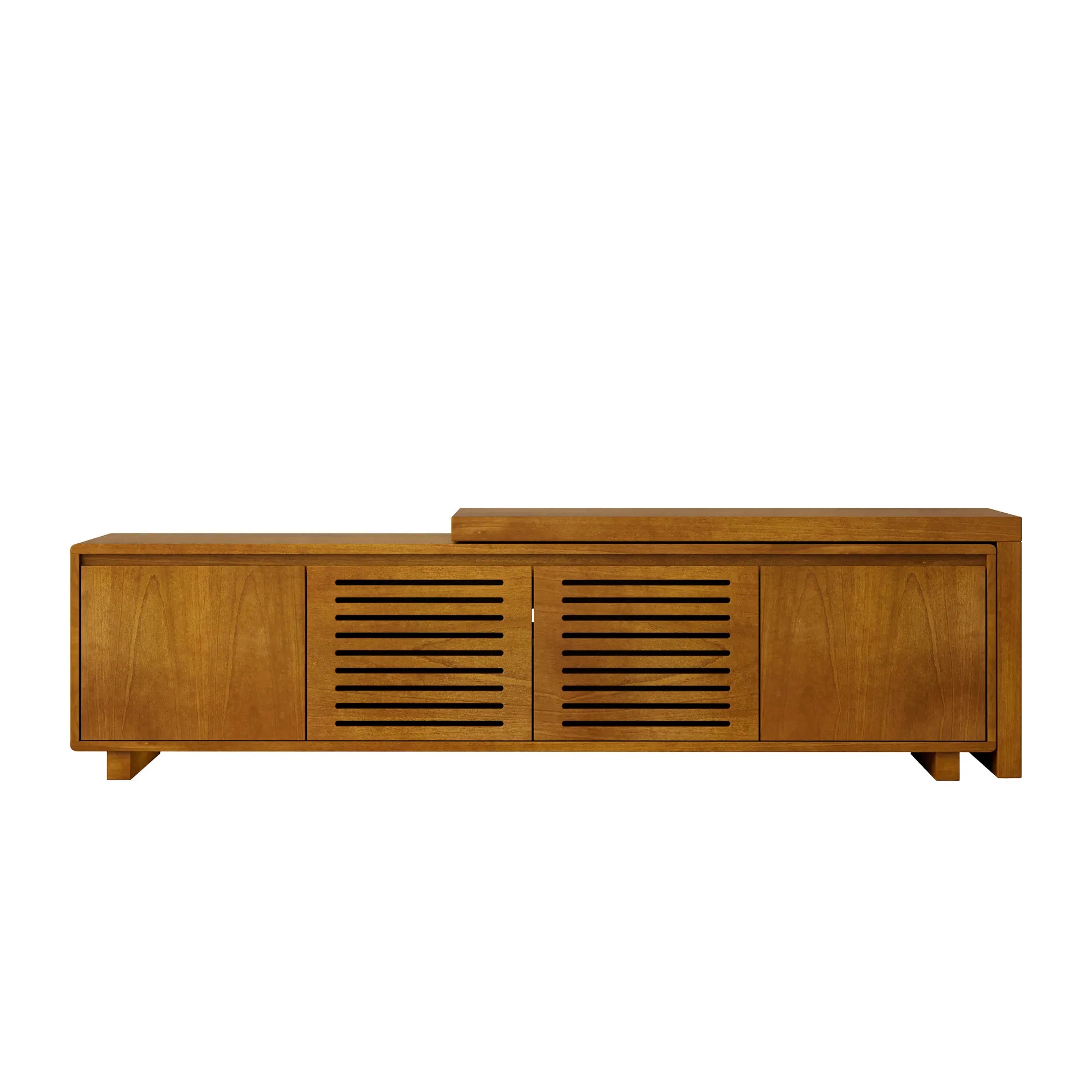 Mid-Century Modern TV Stand with Storage & Adjustable Panel