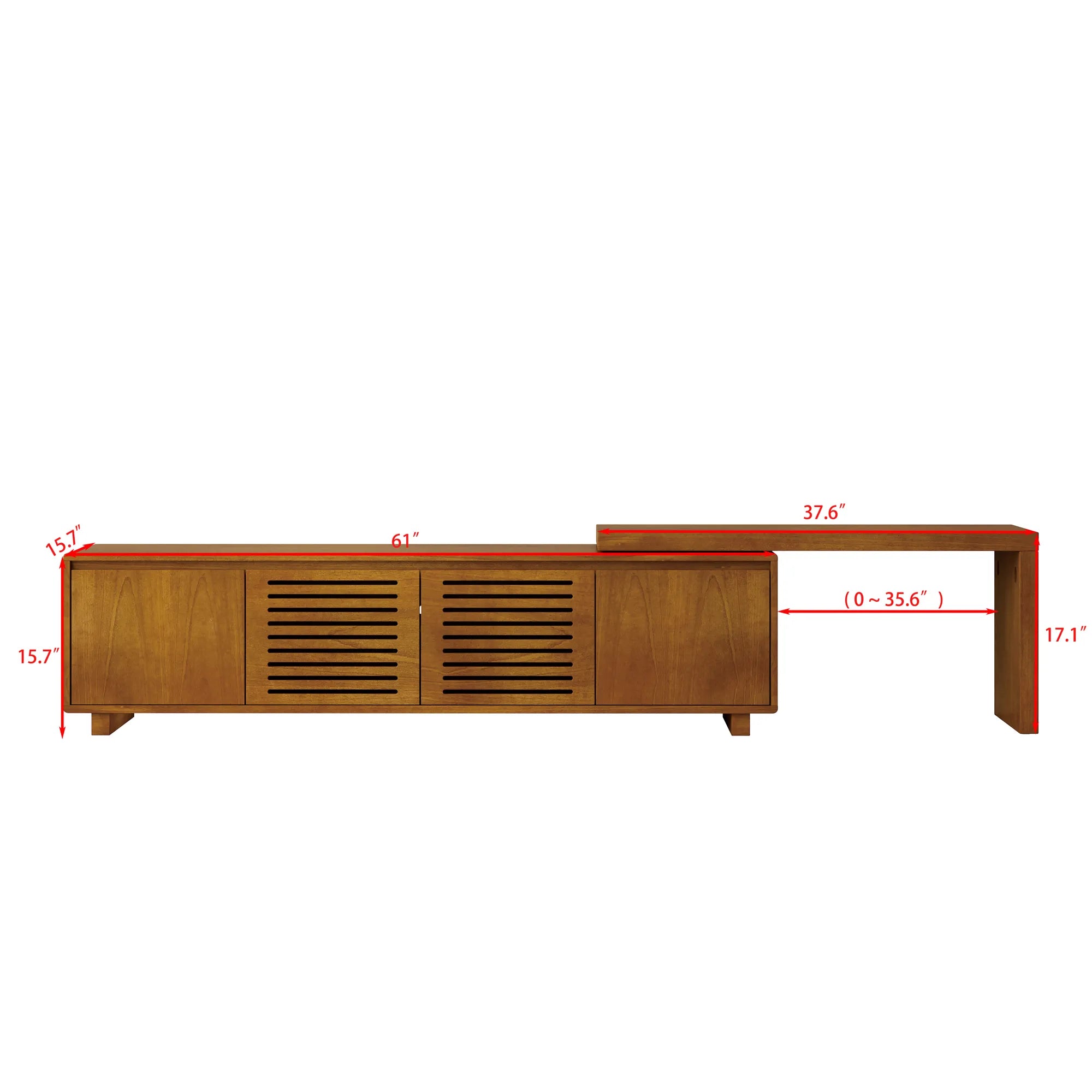 Mid-Century Modern TV Stand with Storage & Adjustable Panel