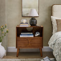 Mid-Century Modern Walnut Nightstand with Charging Station