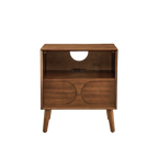 Mid-Century Modern Walnut Nightstand with Charging Station