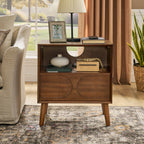 Mid-Century Modern Walnut Nightstand with Charging Station