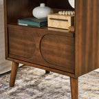 Mid-Century Modern Walnut Nightstand with Charging Station