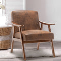 Mid-Century Modern Accent Chair, Fabric Armchair with Solid Wood Frame