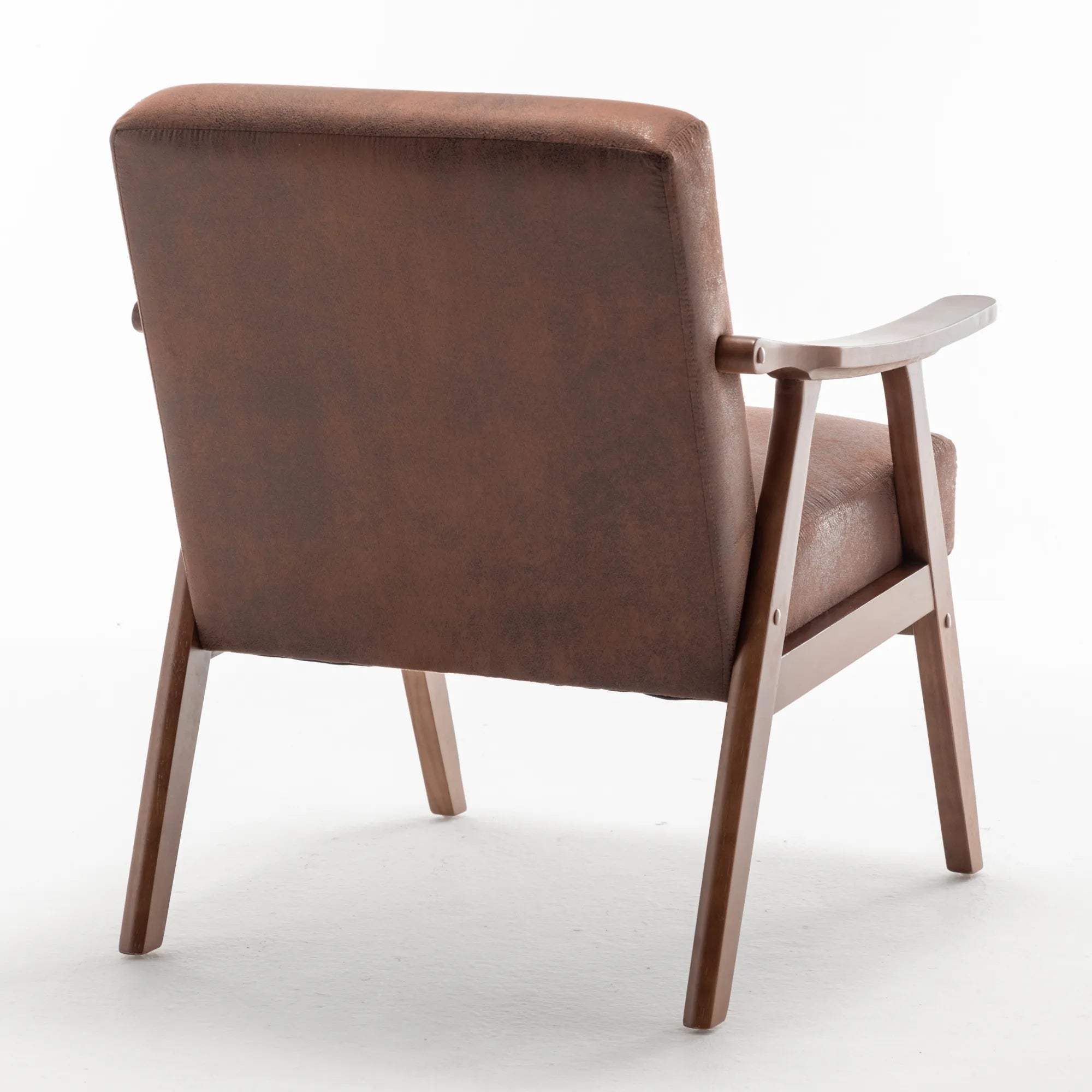 Mid-Century Modern Accent Chair, Fabric Armchair with Solid Wood Frame