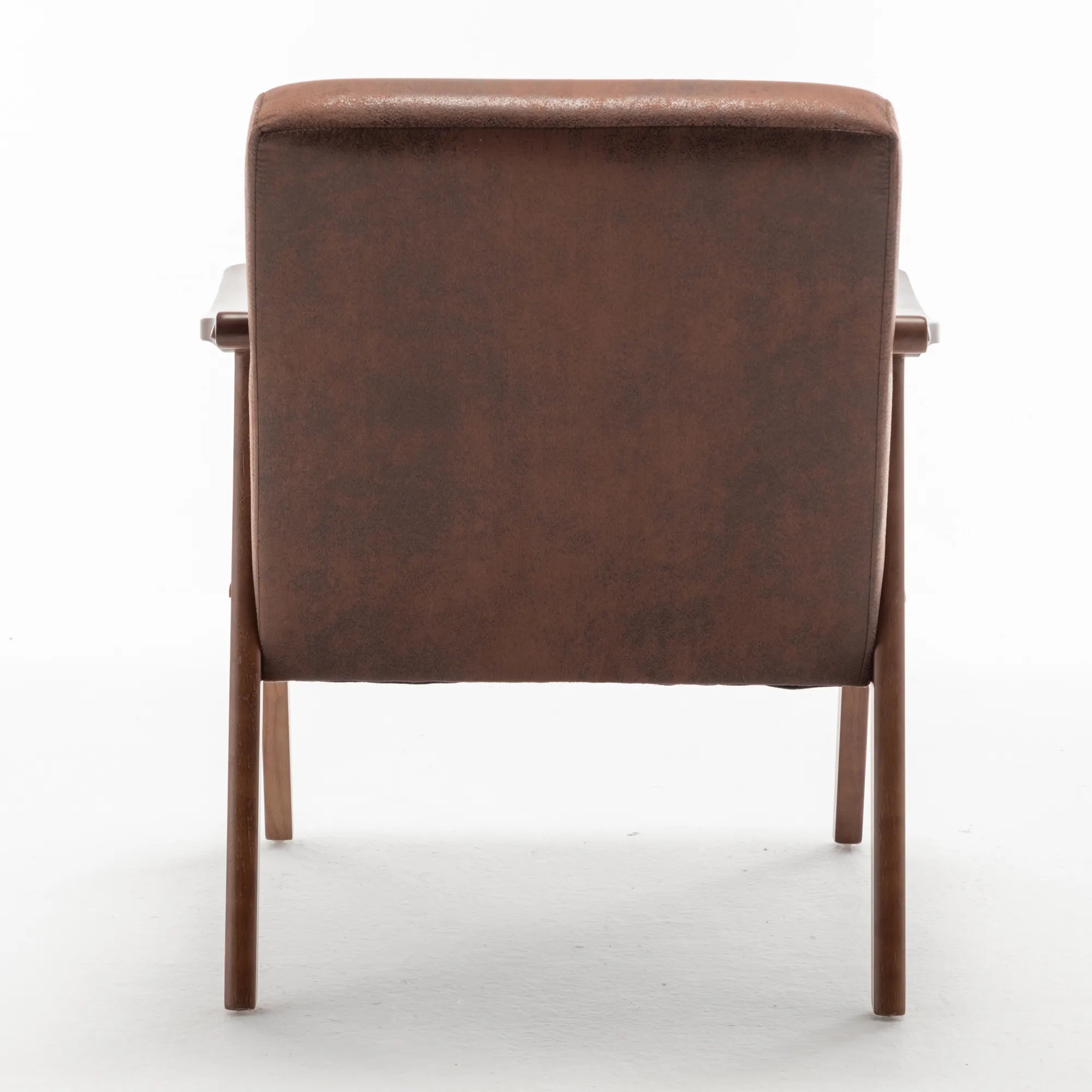 Mid-Century Modern Accent Chair, Fabric Armchair with Solid Wood Frame