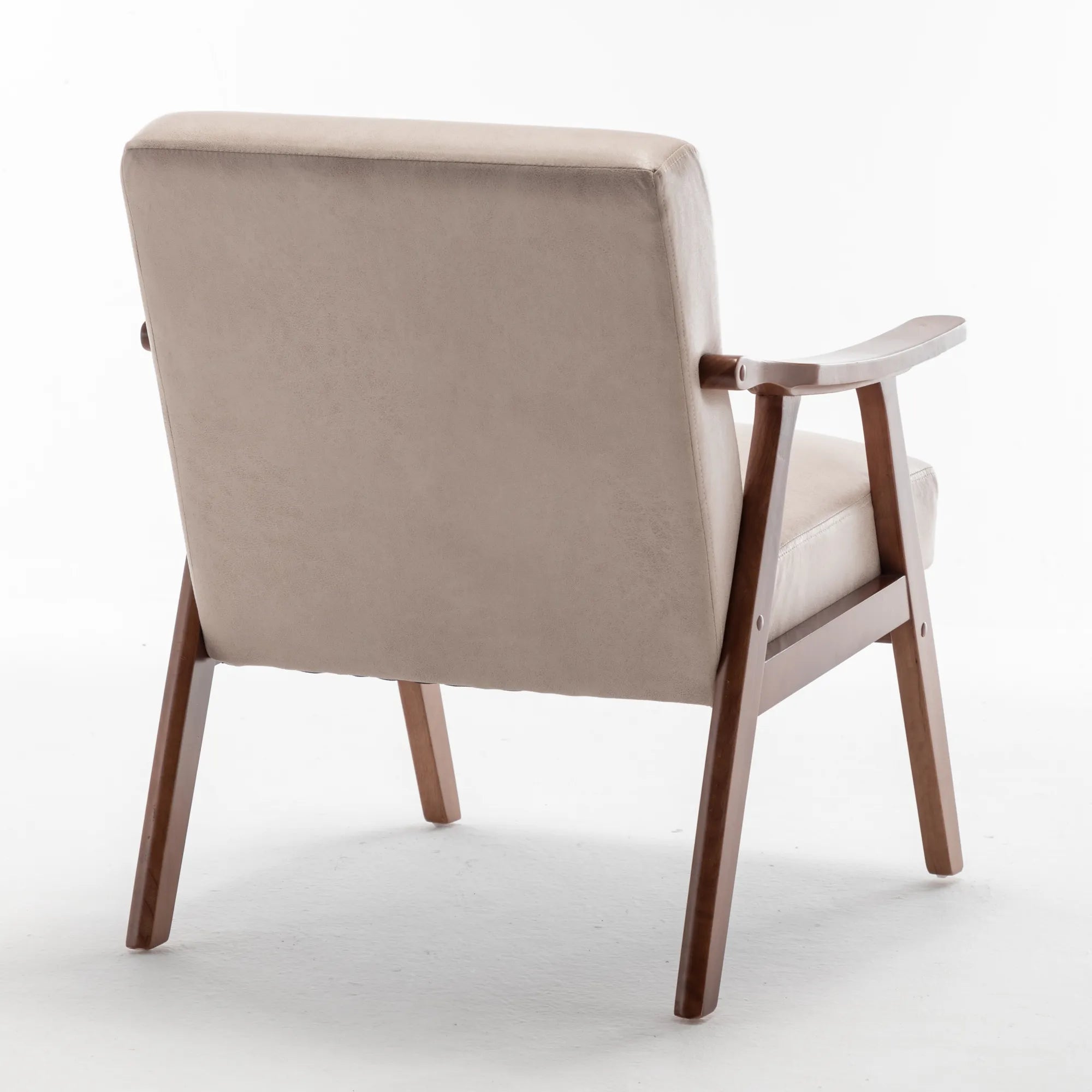 Mid-Century Modern Accent Chair, Fabric Armchair with Solid Wood Frame