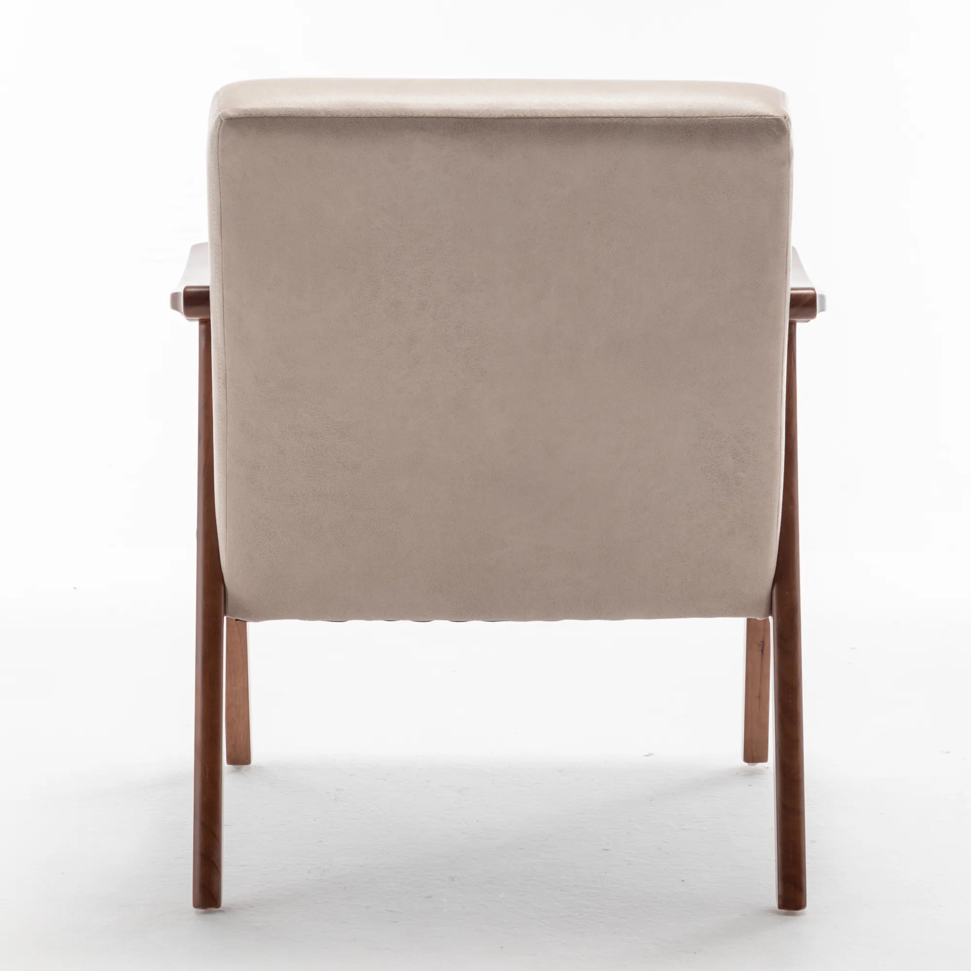 Mid-Century Modern Accent Chair, Fabric Armchair with Solid Wood Frame