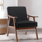 Mid-Century Modern Accent Chair, Velvet Armchair with Solid Wood Frame and Extra-Thick Backrest