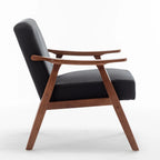 Mid-Century Modern Accent Chair, Velvet Armchair with Solid Wood Frame and Extra-Thick Backrest