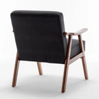 Mid-Century Modern Accent Chair, Velvet Armchair with Solid Wood Frame and Extra-Thick Backrest