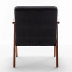 Mid-Century Modern Accent Chair, Velvet Armchair with Solid Wood Frame and Extra-Thick Backrest