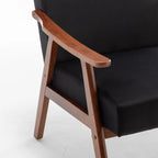 Mid-Century Modern Accent Chair, Velvet Armchair with Solid Wood Frame and Extra-Thick Backrest