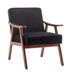Mid-Century Modern Accent Chair, Velvet Armchair with Solid Wood Frame and Extra-Thick Backrest