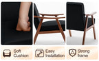 Mid-Century Modern Accent Chair, Velvet Armchair with Solid Wood Frame and Extra-Thick Backrest