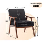 Mid-Century Modern Accent Chair, Velvet Armchair with Solid Wood Frame and Extra-Thick Backrest