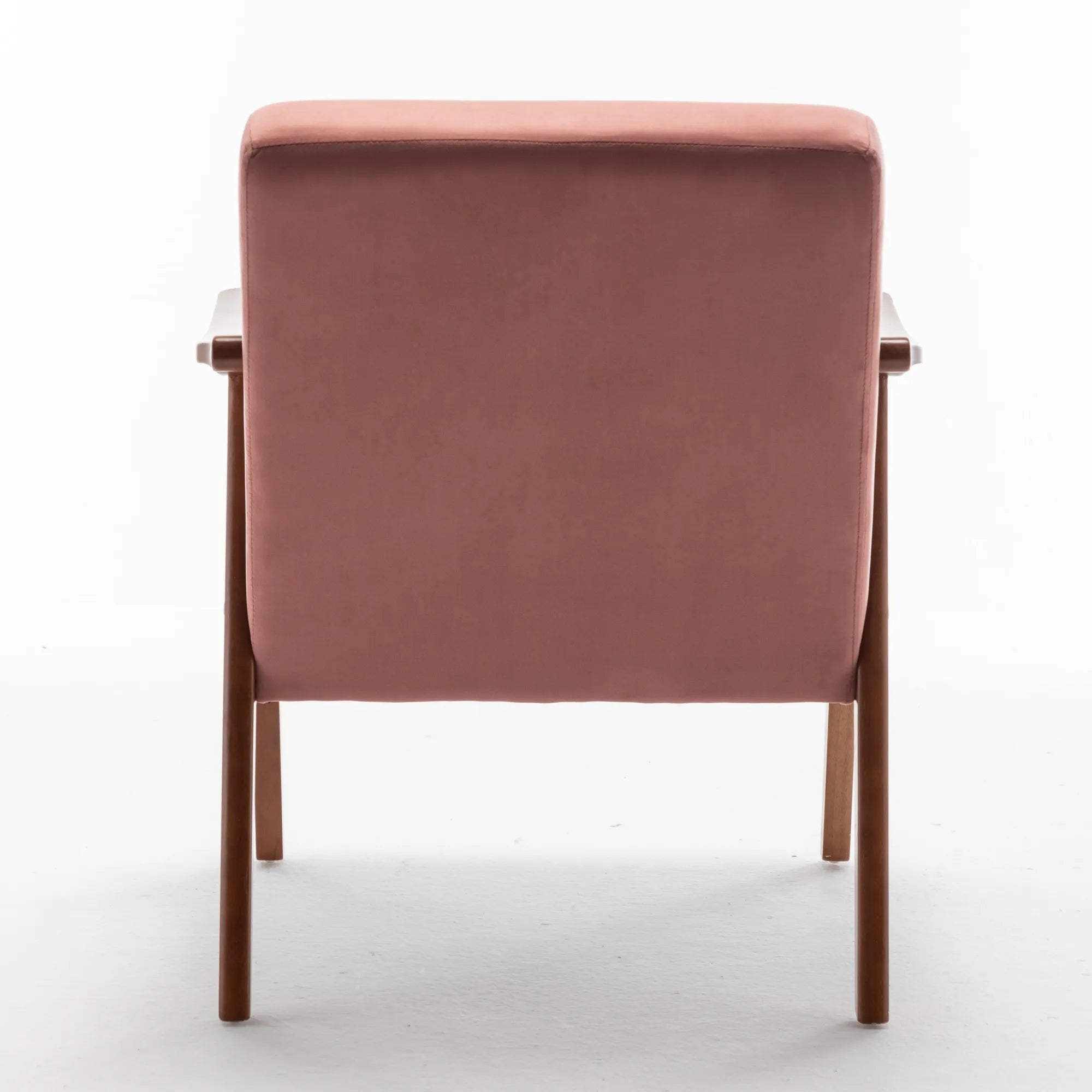 Mid-Century Modern Accent Chair, Velvet Armchair with Solid Wood Frame and Extra-Thick Backrest