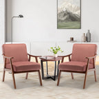 Mid-Century Modern Accent Chair, Velvet Armchair with Solid Wood Frame and Extra-Thick Backrest