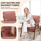 Mid-Century Modern Accent Chair, Velvet Armchair with Solid Wood Frame and Extra-Thick Backrest