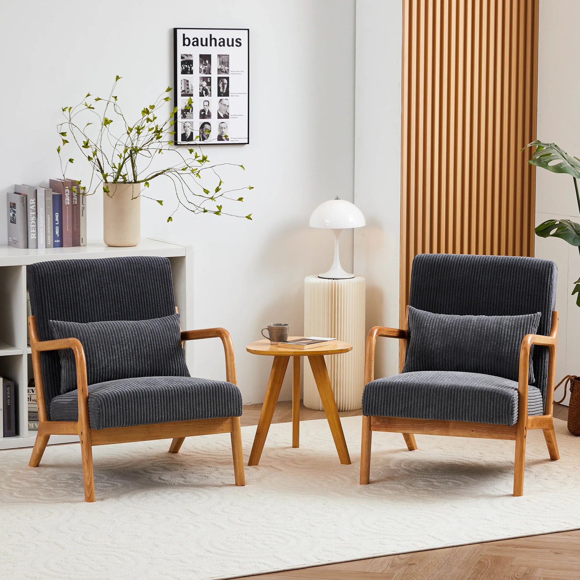 Mid-Century Modern Reading Accent Chair With Solid Wood Frame