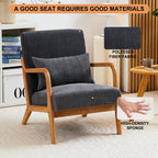 Mid-Century Modern Reading Accent Chair With Solid Wood Frame