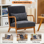 Mid-Century Modern Reading Accent Chair With Solid Wood Frame