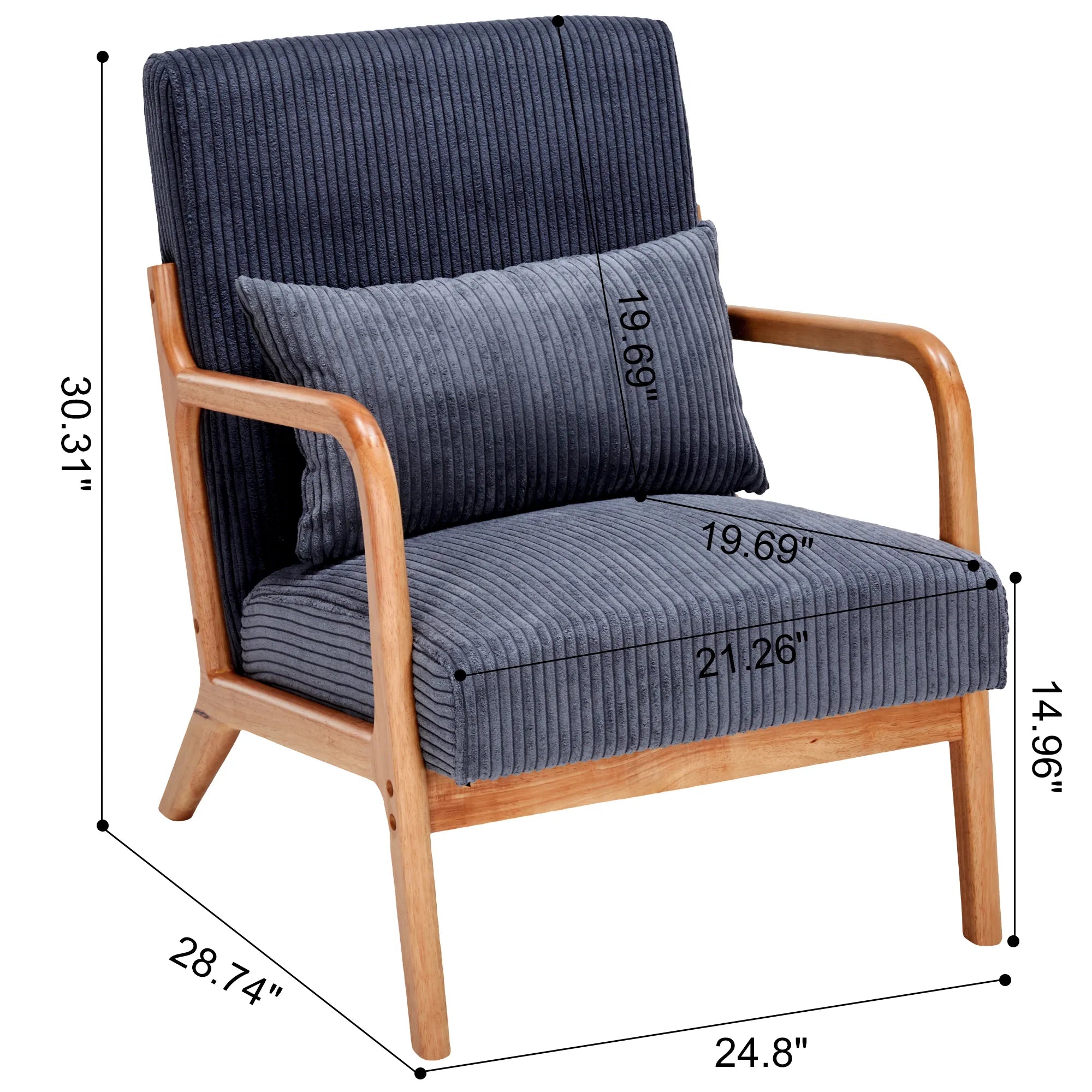 Mid-Century Modern Reading Accent Chair With Solid Wood Frame