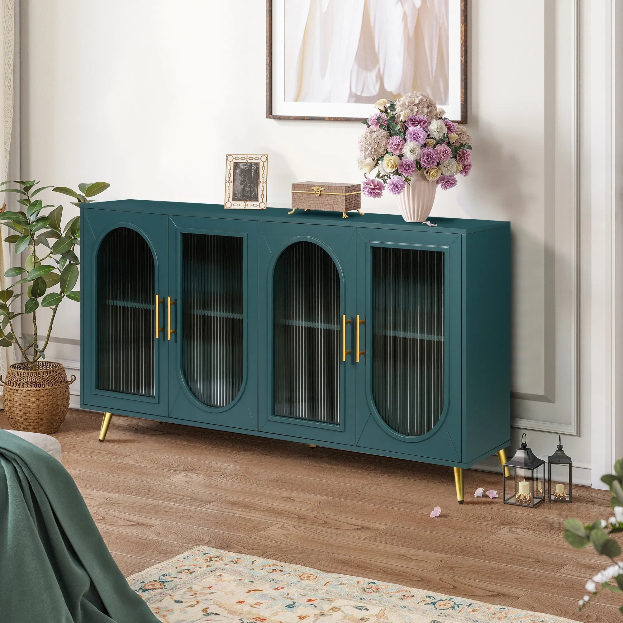 Mid Century Modern Sideboard with Glassy Doors