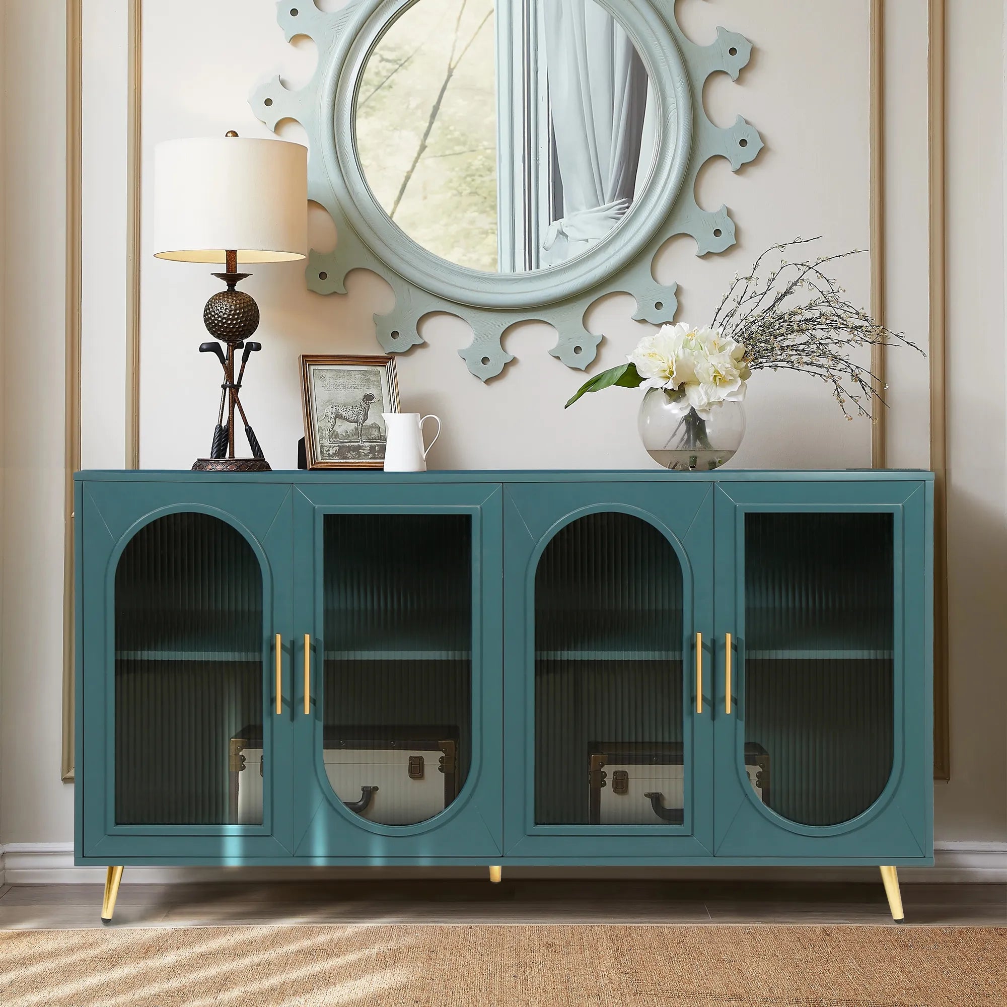 Mid Century Modern Sideboard with Glassy Doors
