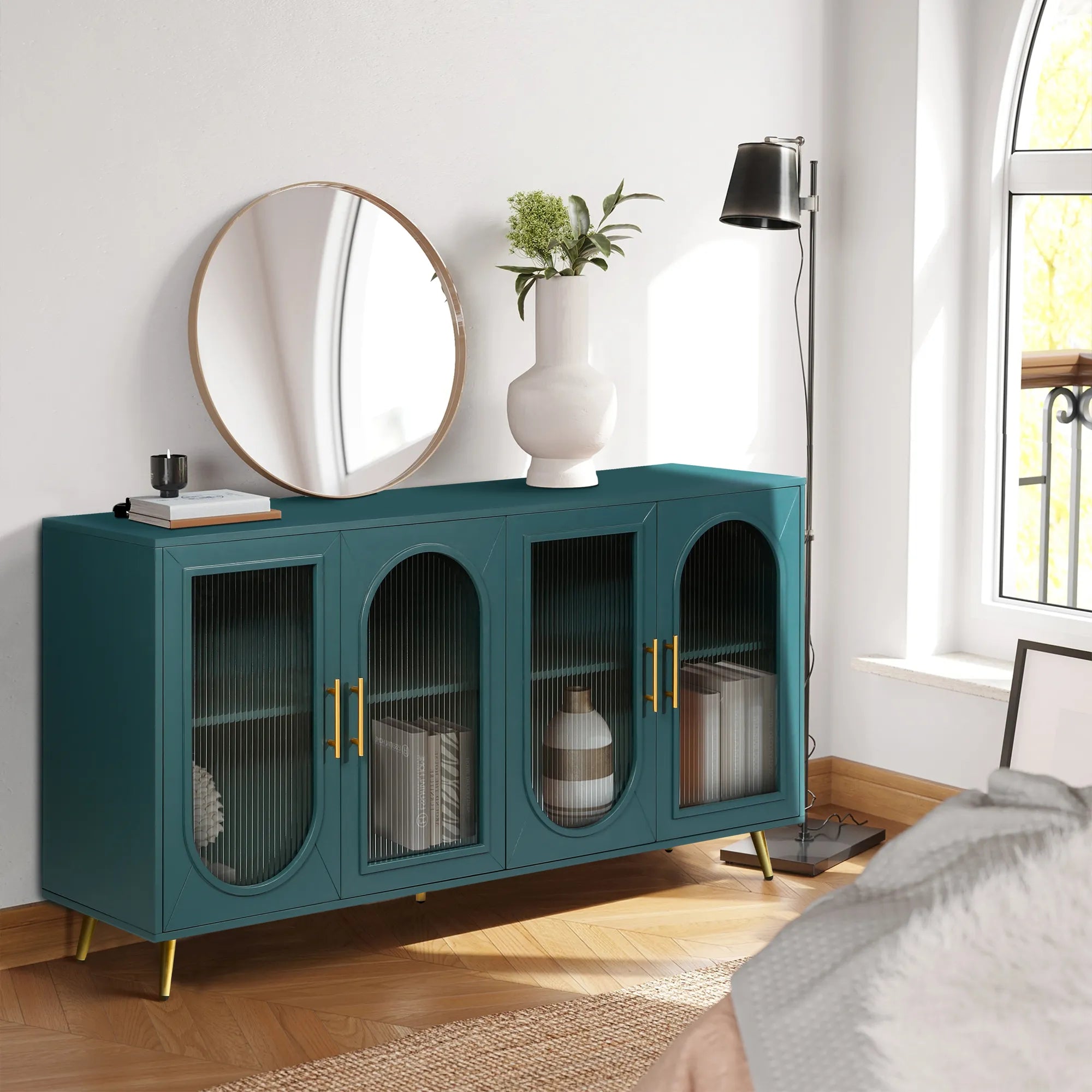 Mid Century Modern Sideboard with Glassy Doors