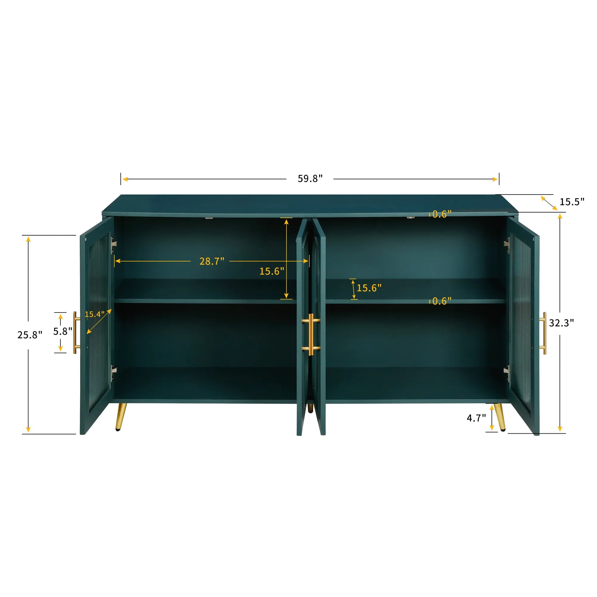 Mid Century Modern Sideboard with Glassy Doors