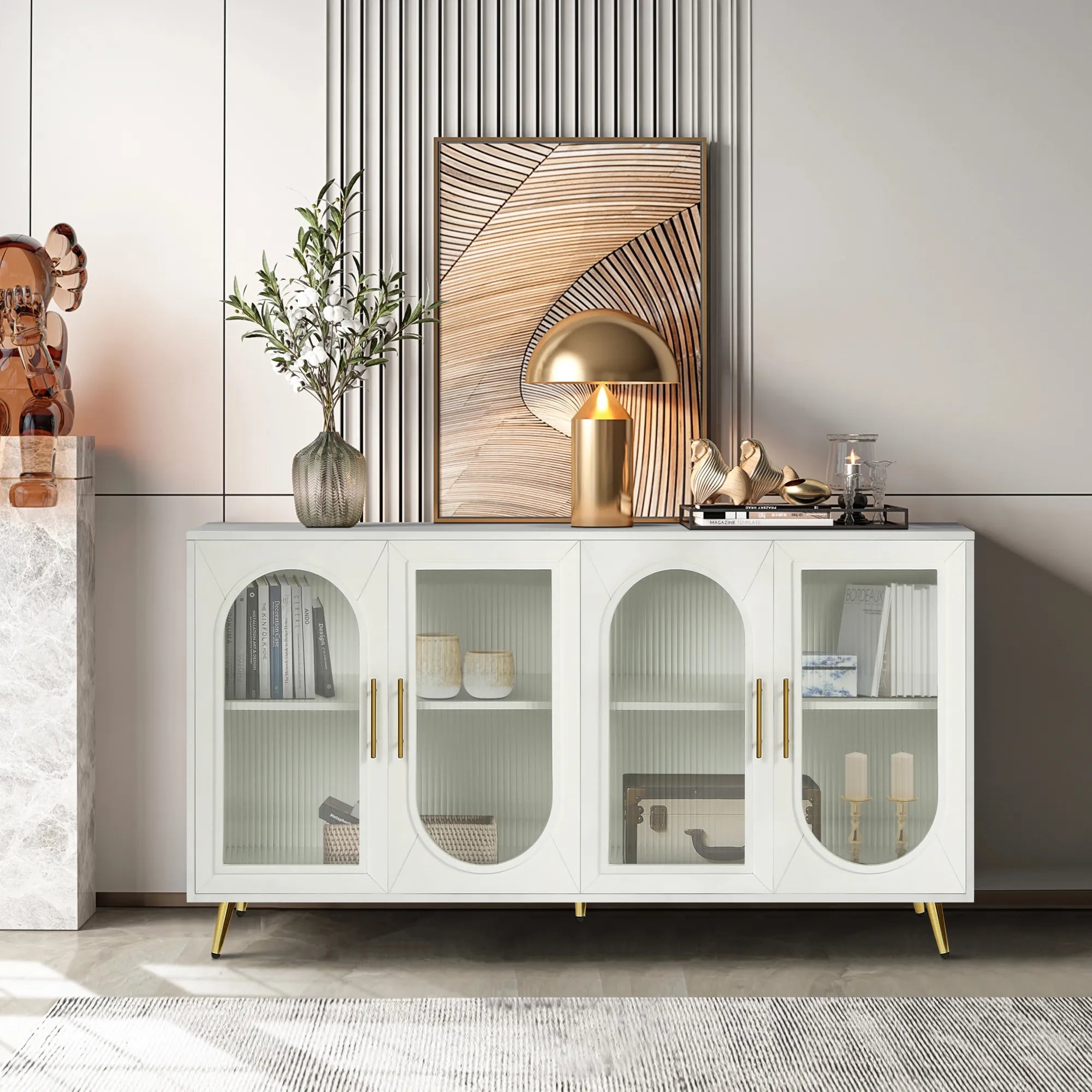 Mid Century Modern Sideboard with Glassy Doors