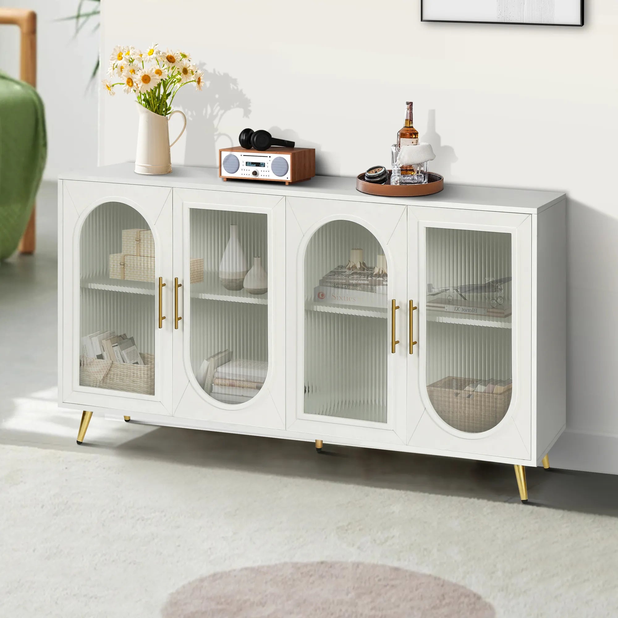 Mid Century Modern Sideboard with Glassy Doors