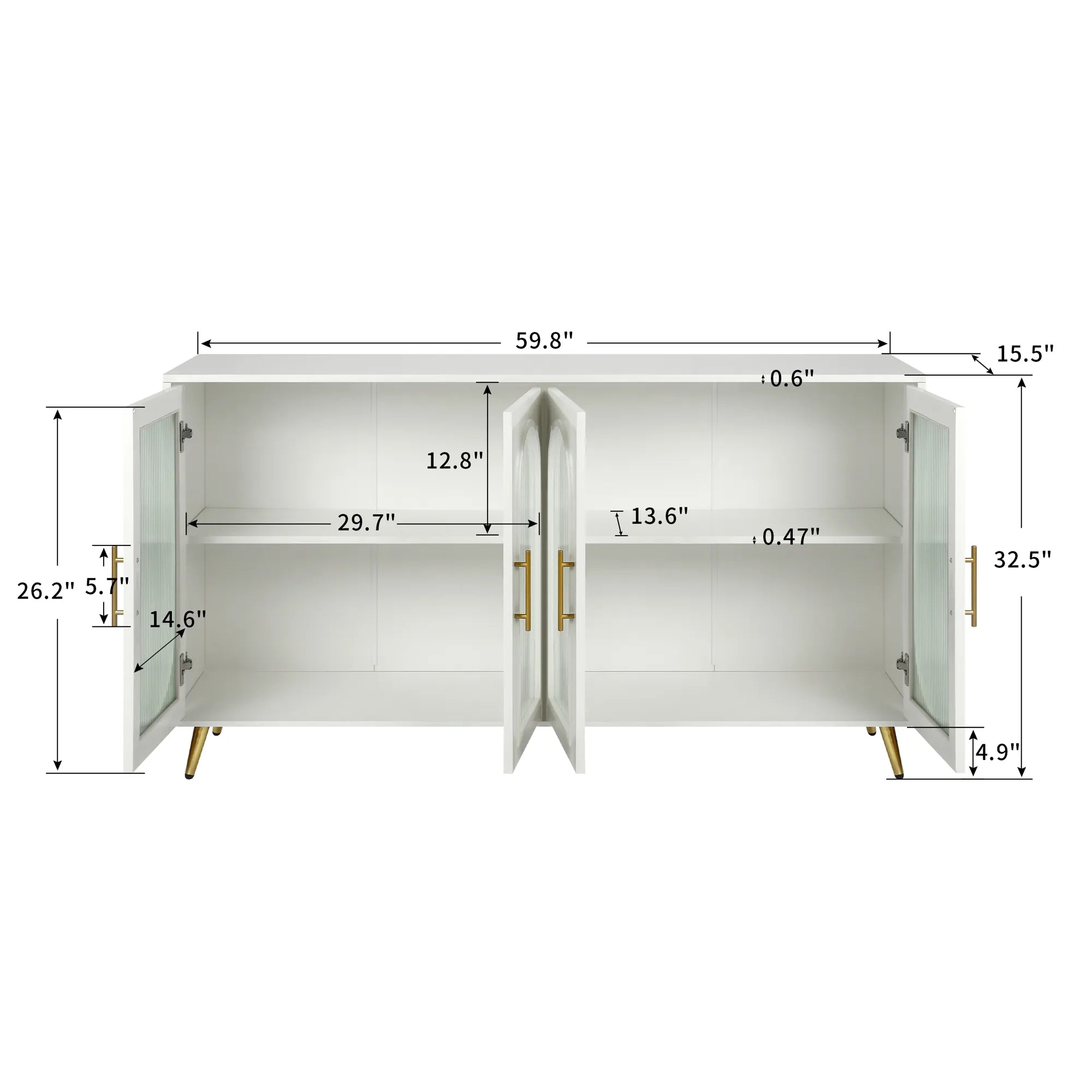 Mid Century Modern Sideboard with Glassy Doors